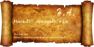 Hankó Annamária névjegykártya